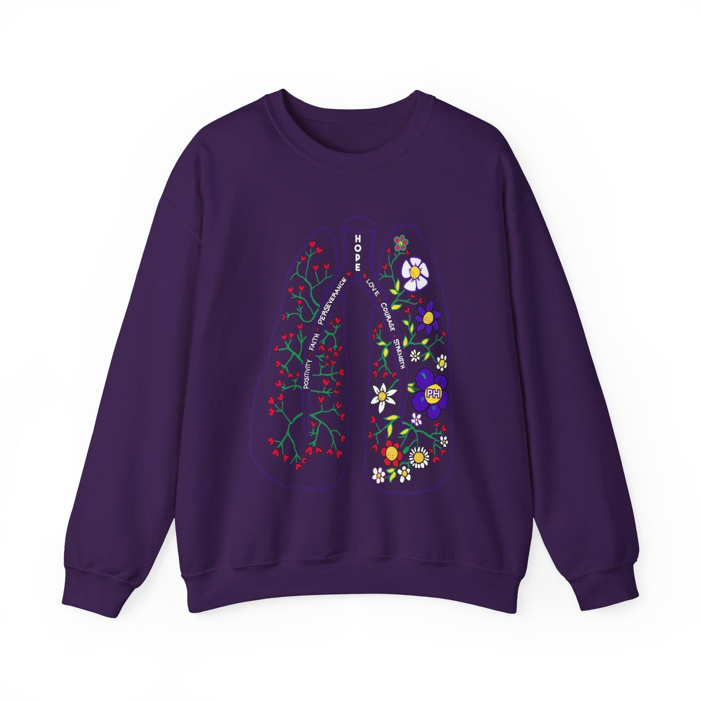 Sweat-shirt à col rond unisexe Heavy Blend™ PH Lungs - Anglais 