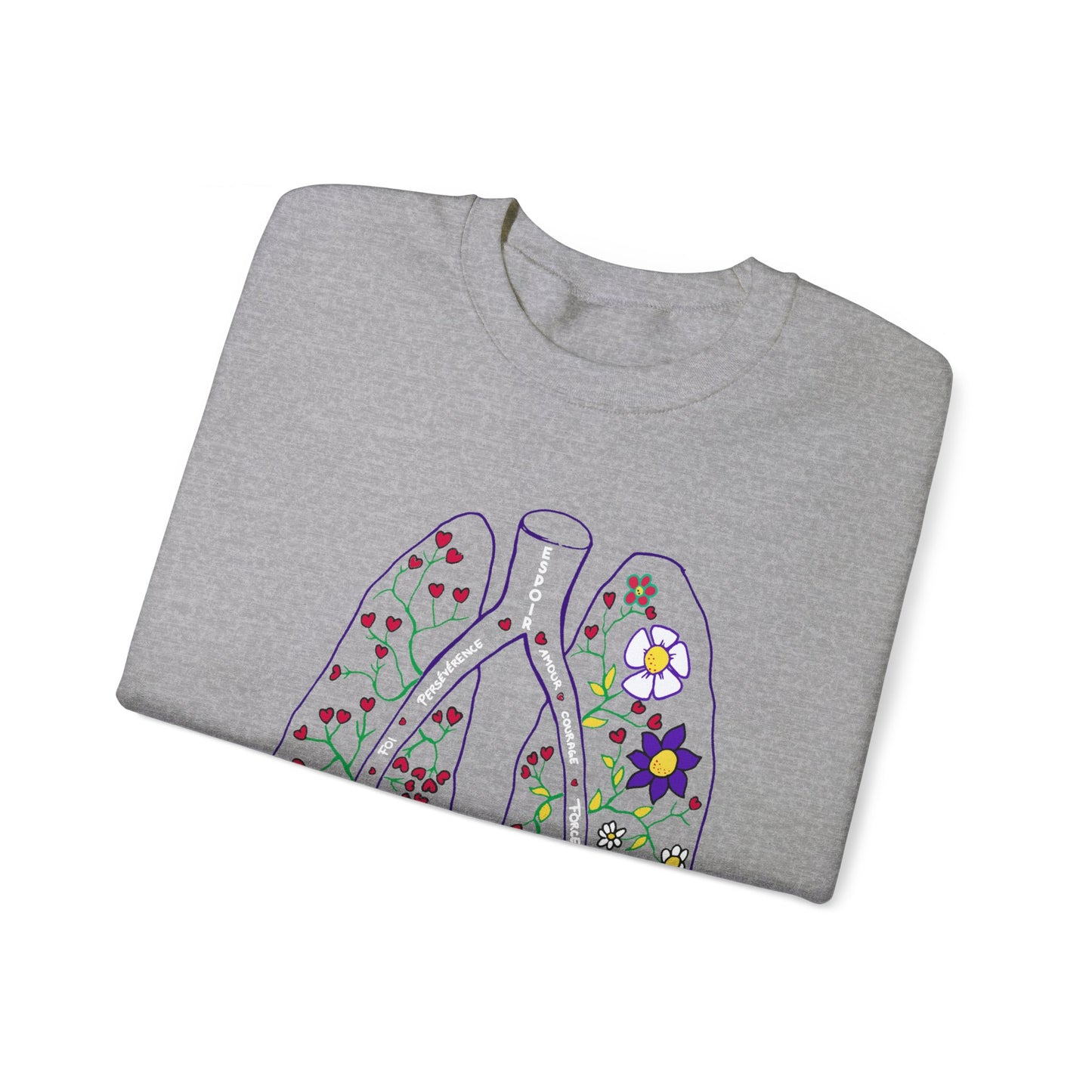 Sweat-shirt à col rond unisexe Heavy Blend™ PH Lungs - Français 