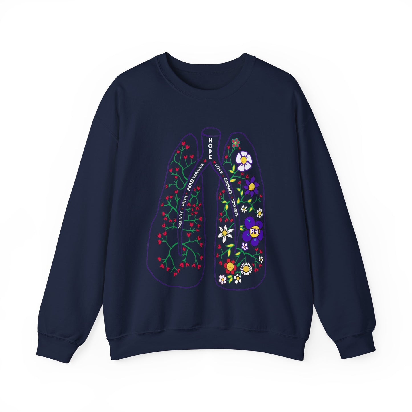 Sweat-shirt à col rond unisexe Heavy Blend™ PH Lungs - Anglais 