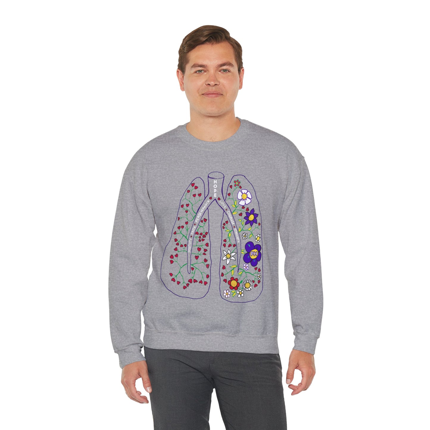 Sweat-shirt à col rond unisexe Heavy Blend™ PH Lungs - Anglais 