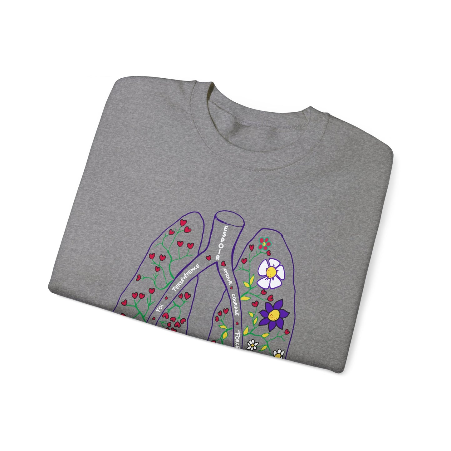 Sweat-shirt à col rond unisexe Heavy Blend™ PH Lungs - Français 