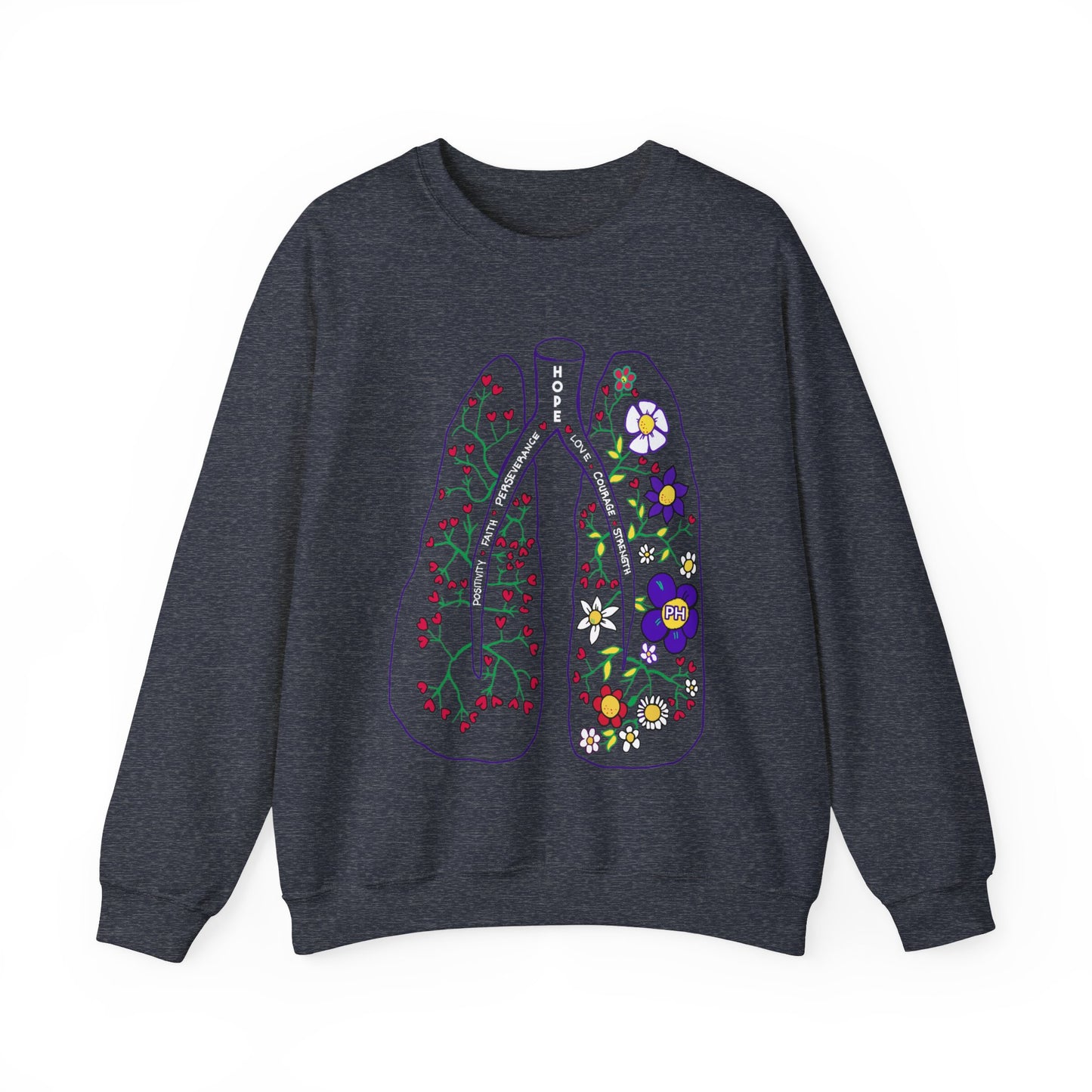 Sweat-shirt à col rond unisexe Heavy Blend™ PH Lungs - Anglais 