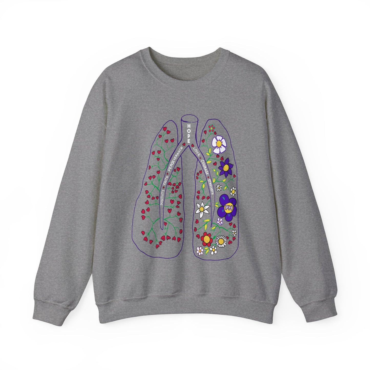 Sweat-shirt à col rond unisexe Heavy Blend™ PH Lungs - Anglais 