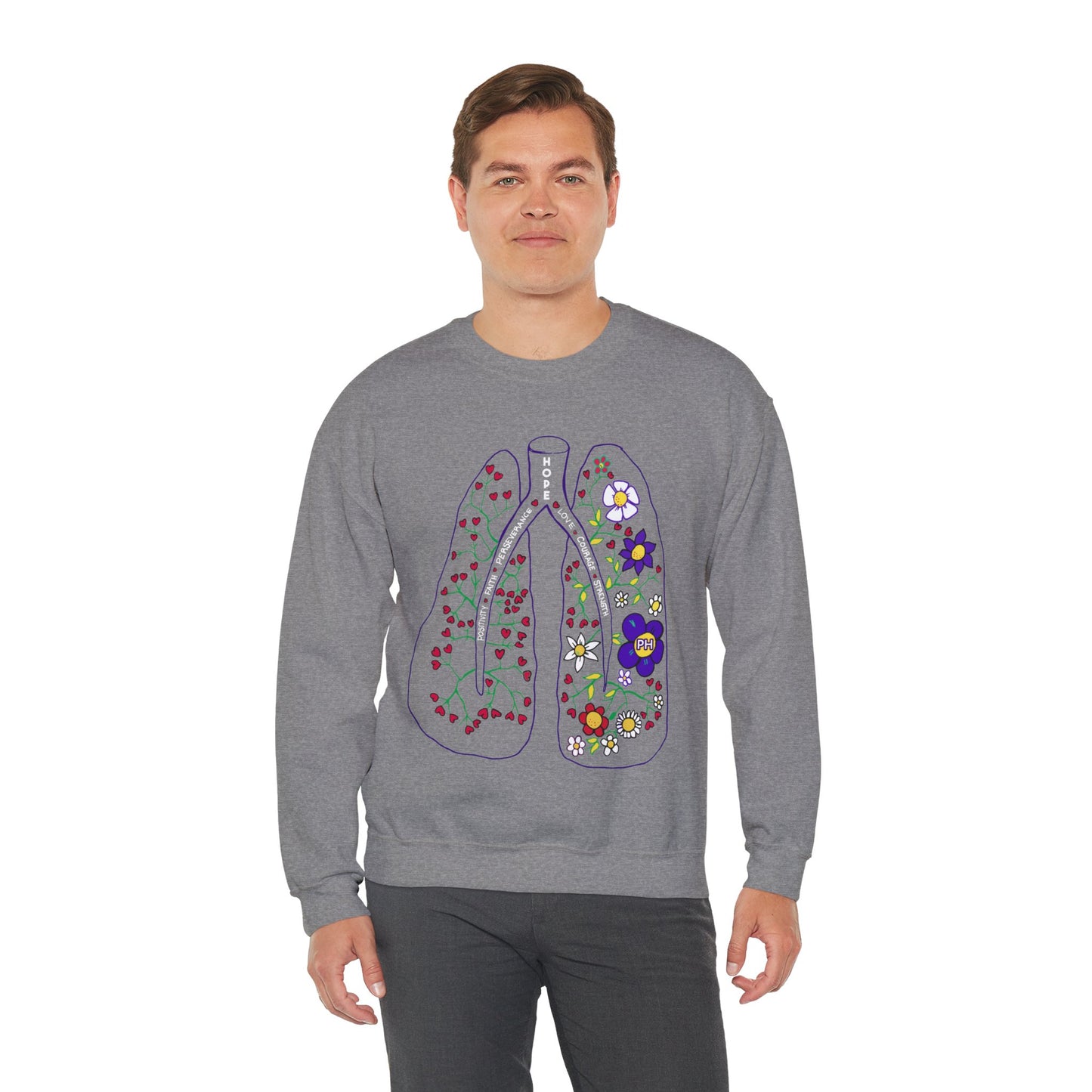 Sweat-shirt à col rond unisexe Heavy Blend™ PH Lungs - Anglais 