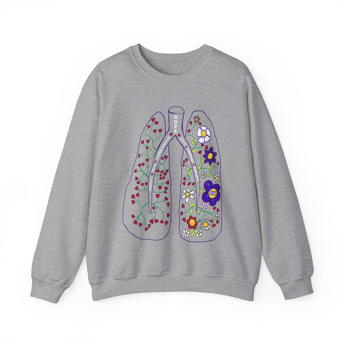 Sweat-shirt à col rond unisexe Heavy Blend™ PH Lungs - Anglais 